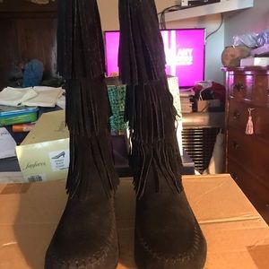 Comfortview Suede Leather Fringed Boots
